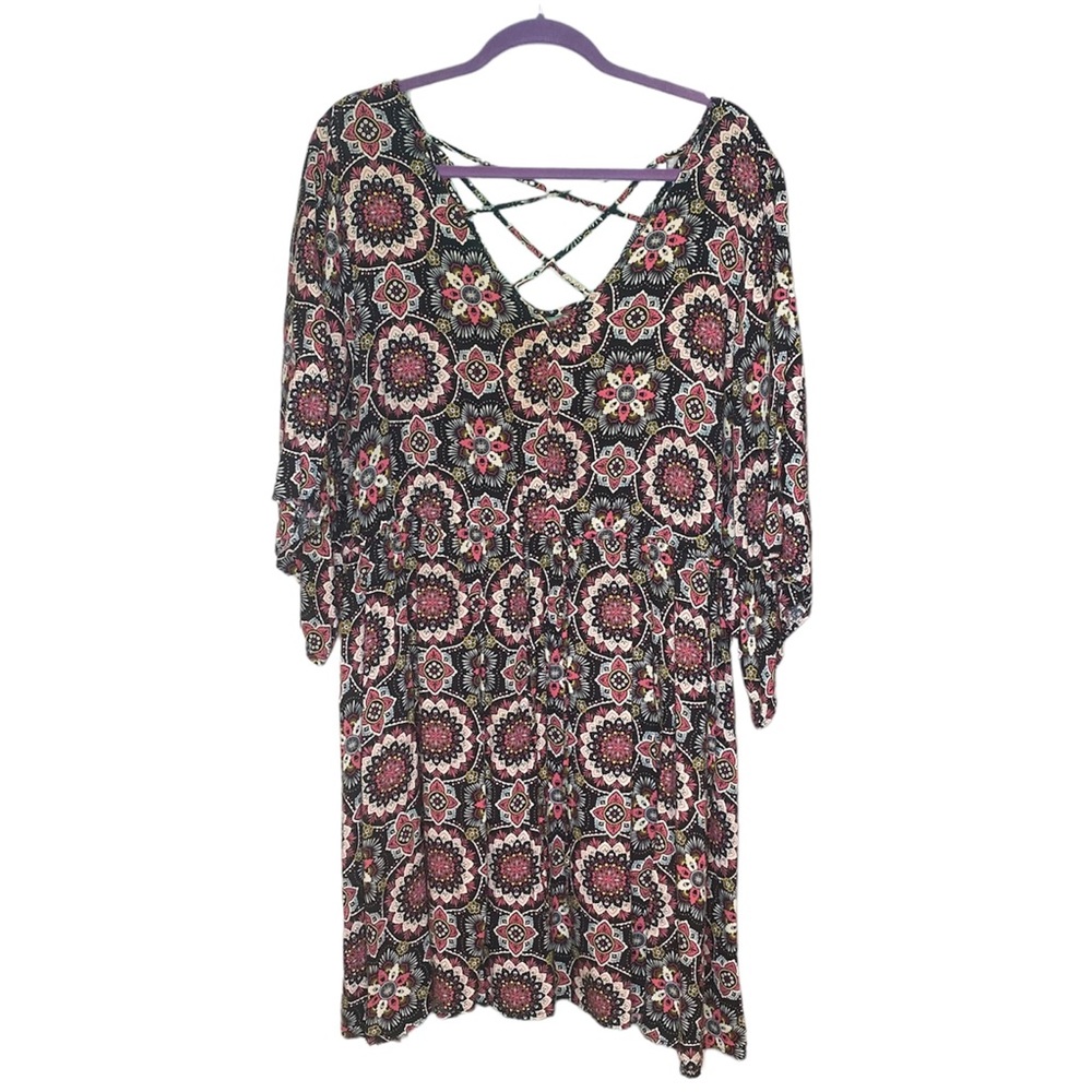 Torrid Multicolor Patterned Drawstring Waist Dress 3